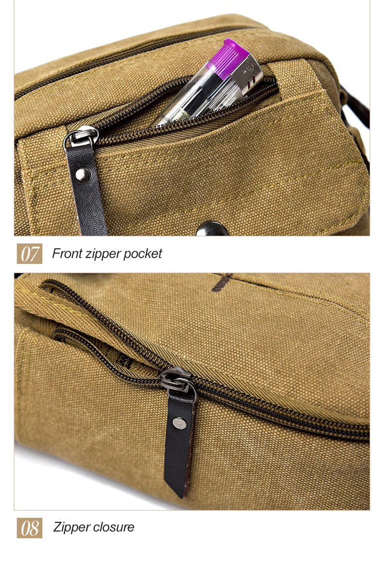 Woosir Cotton Canvas Stylish Multi Pocket Crossbody Bag Details