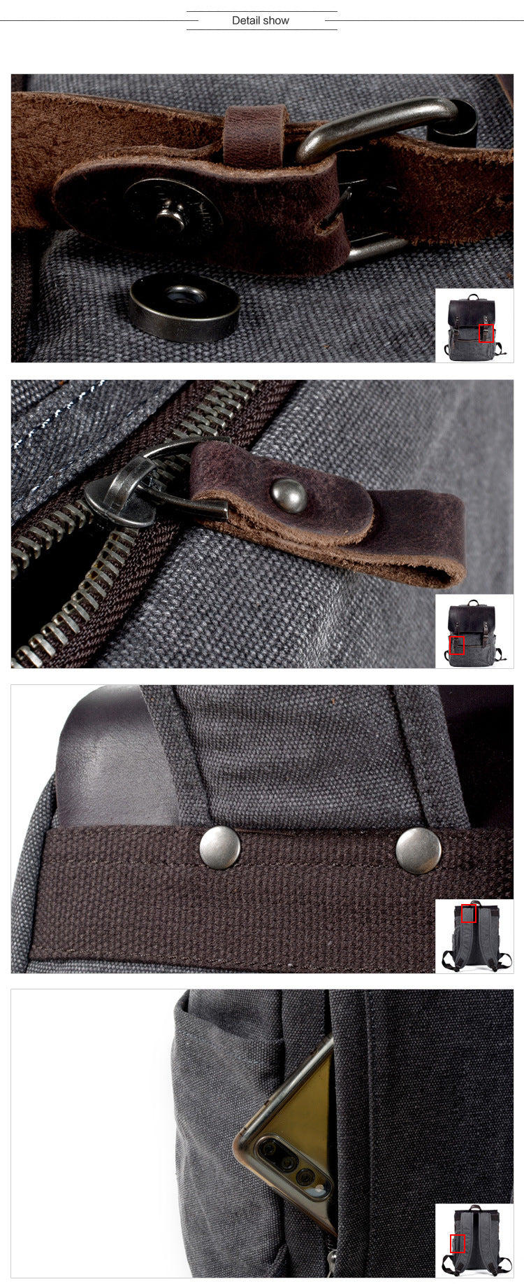 Details zum Woosir-Leder-Top-Vintage-Business-College-Rucksack