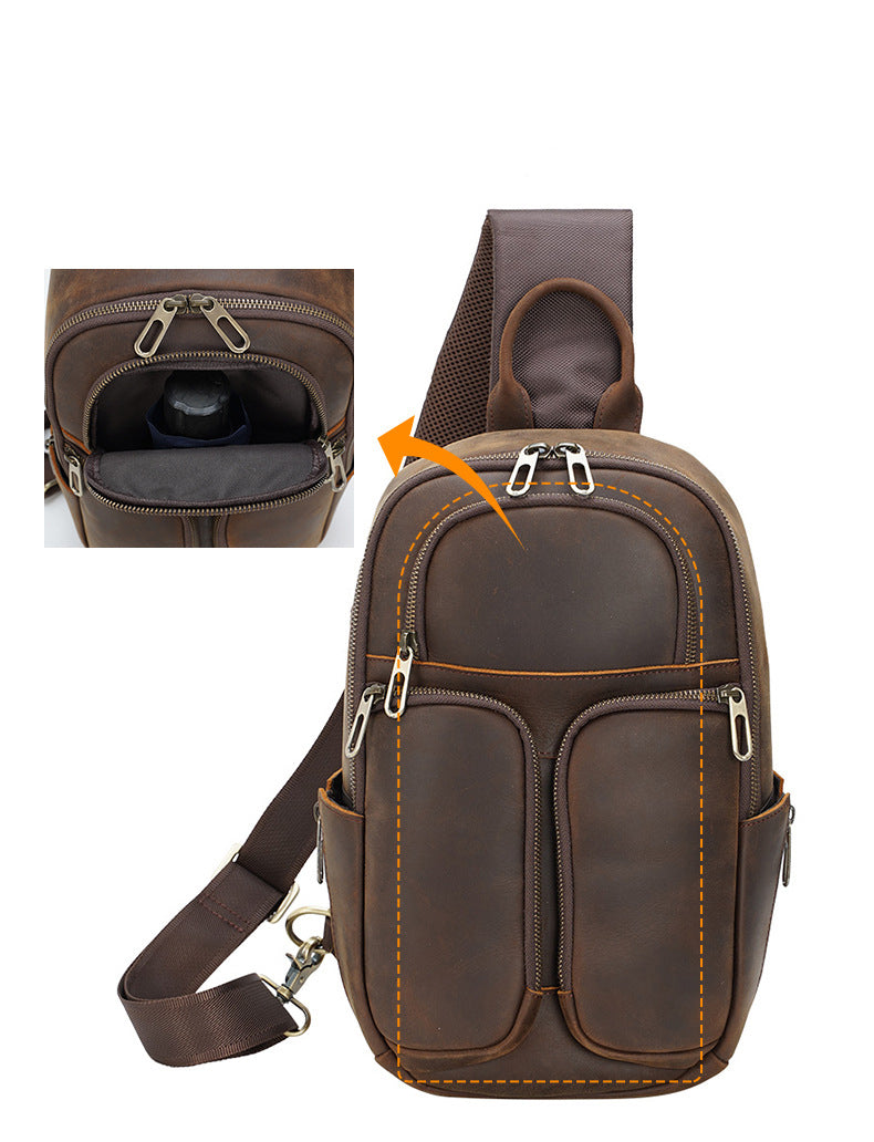 Woosir Shoulder Crazy Horse Leather Chest Pack Bags
