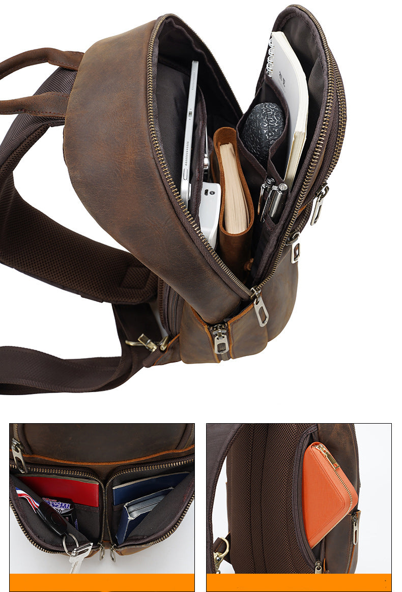 Woosir Shoulder Crazy Horse Leder-Brusttaschen