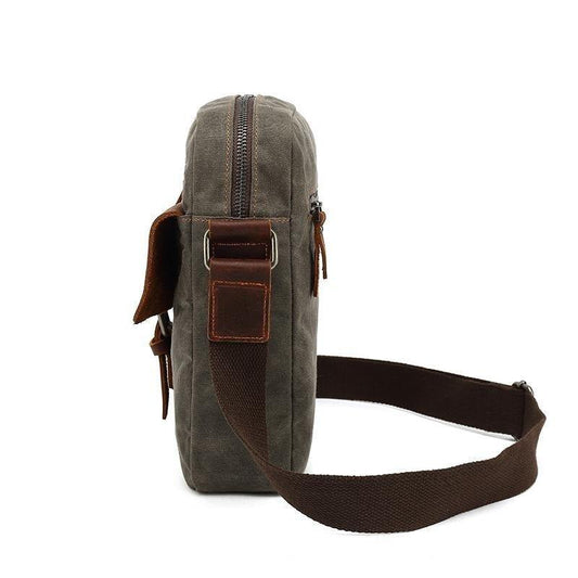 Small Messenger Bag Waxed Canvas Mens - Woosir