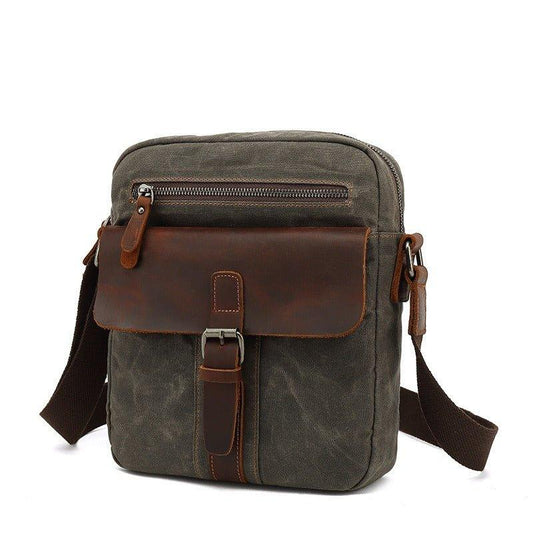 Mens Waterproof Canvas Messenger Bag for 14 Inch Laptop - Woosir