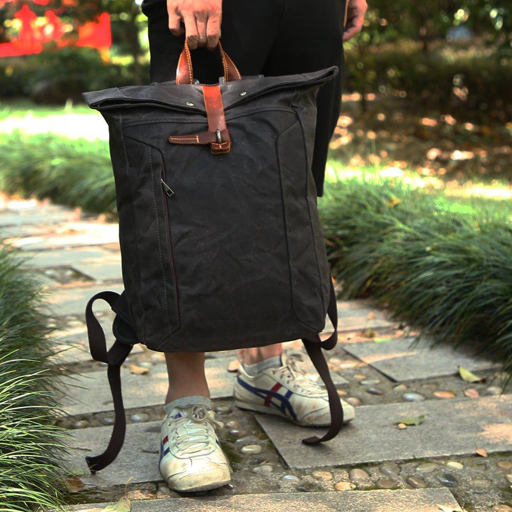 MODEL SHOW of Woosir Expandable Roll Top Waterproof Backpack