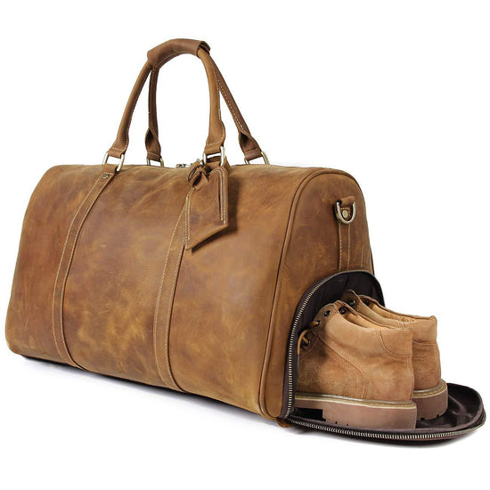 Flatiron Leather Duffel Bag With Shoe Compartment, Weekender