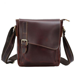 Woosir Men Bags Shoulder Vintage Genuine Leather Bag - Leather Messenger Bag - Wine Red---Woosir