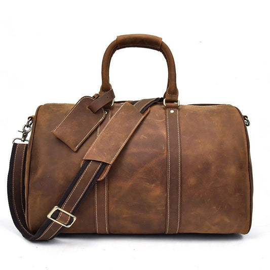 Men's Leather Duffel Bag 22 inch with Shoe Pocket - Woosir