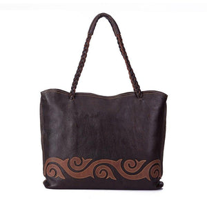 Woosir Soft Leather Large Tote with Zipper - Leather Tote Bag - Black---Woosir