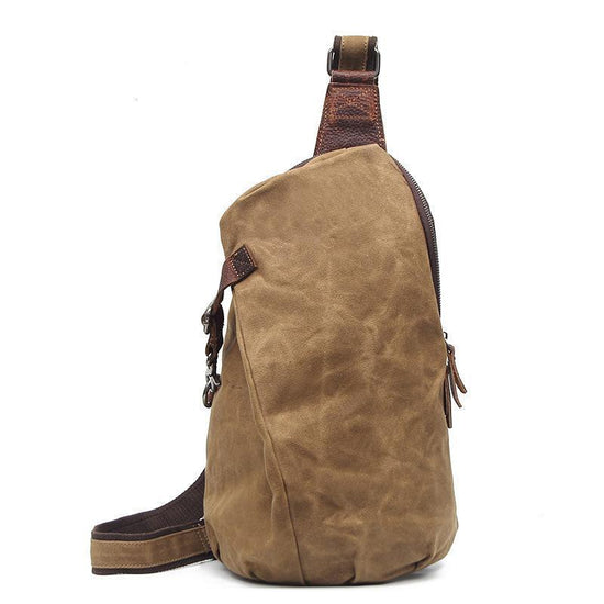 Men's Small Sling Bag Waxed Canvas Sling Crossbody