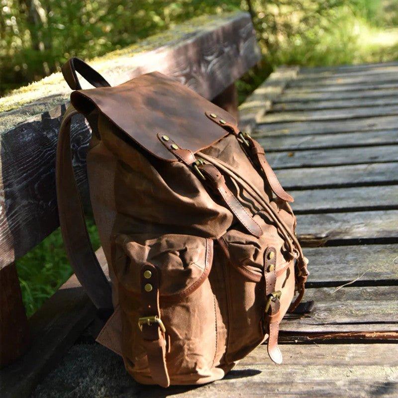 PRODUCT DISPLAY of Woosir Waterproof Canvas and Leather Backpack