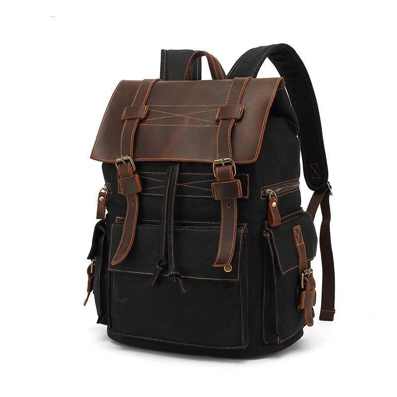 FRONT DISPLAY of Woosir Waxed Canvas Laptop Backpack