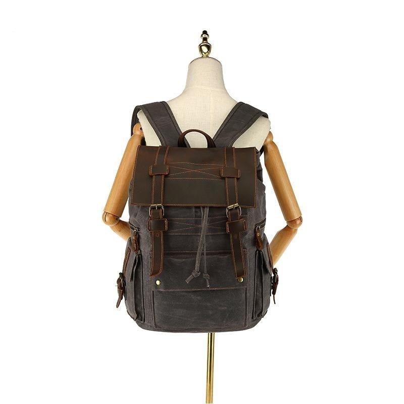 MODEL SHOW of Woosir Waxed Canvas Backpack