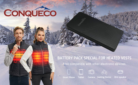 conqueco power bank for heated jacket and vest