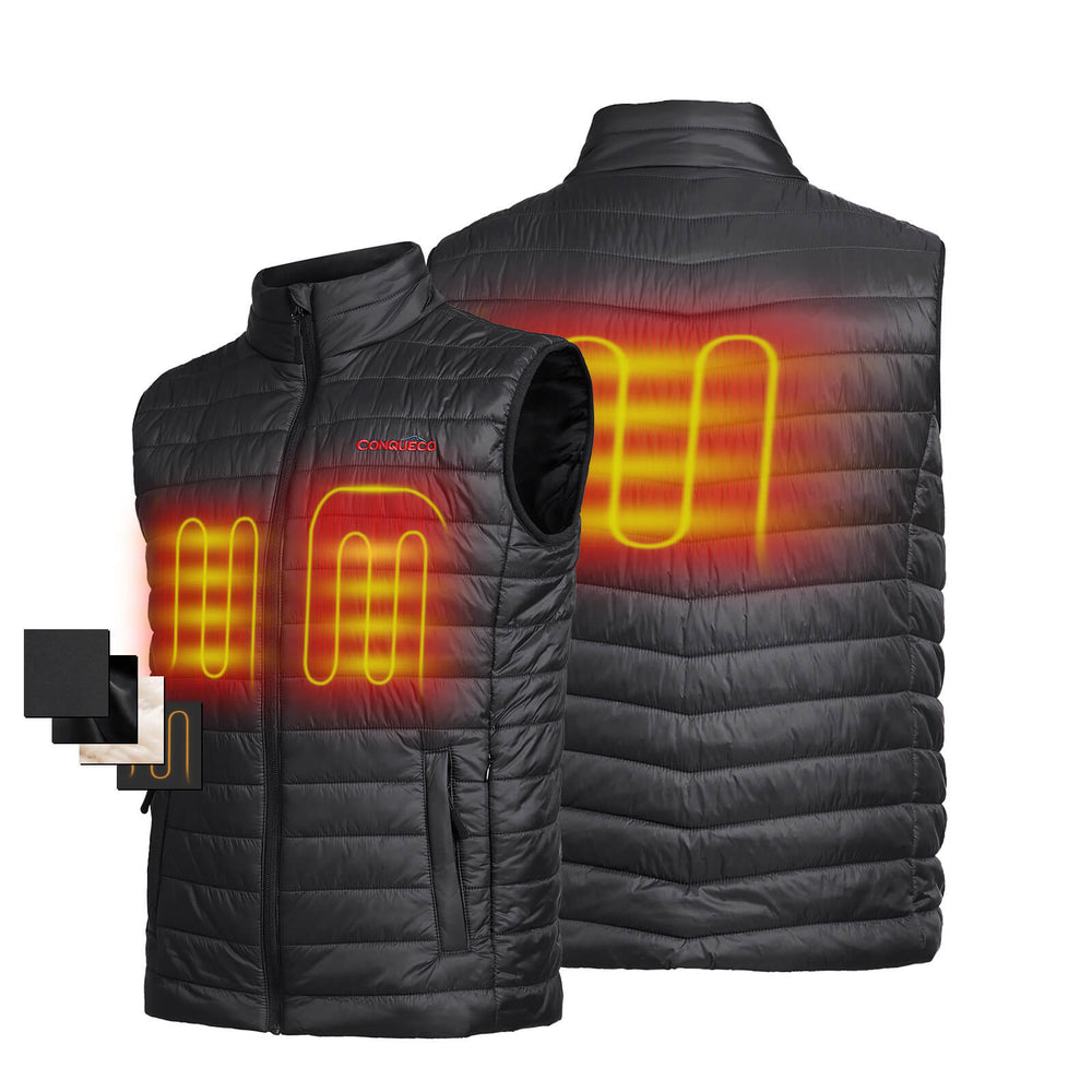 Conuqueco Gilet chauffant pour femme en polaire avec batterie électrique  Orange et noir – CONQUECO