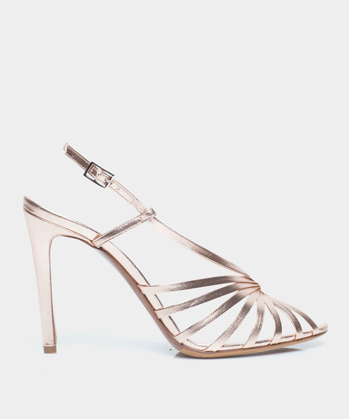 gold metallic sandal heels