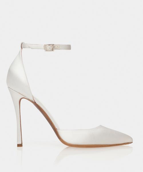 white satin heels