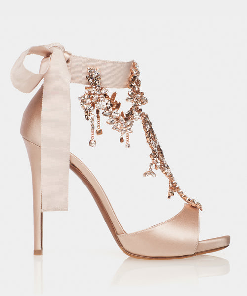 wedding shoes rose gold heels
