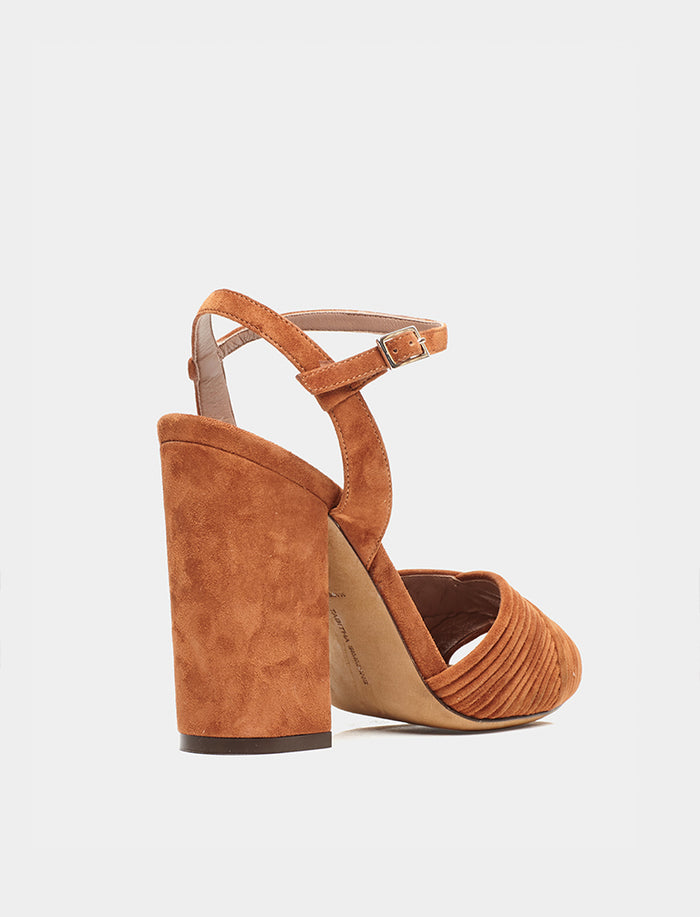 cognac sandal heels