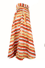 Elisabetta Franchi Striped Denim Midi High Waisted Skirt with Side Pockets Size 38 (EU) 42 (IT)