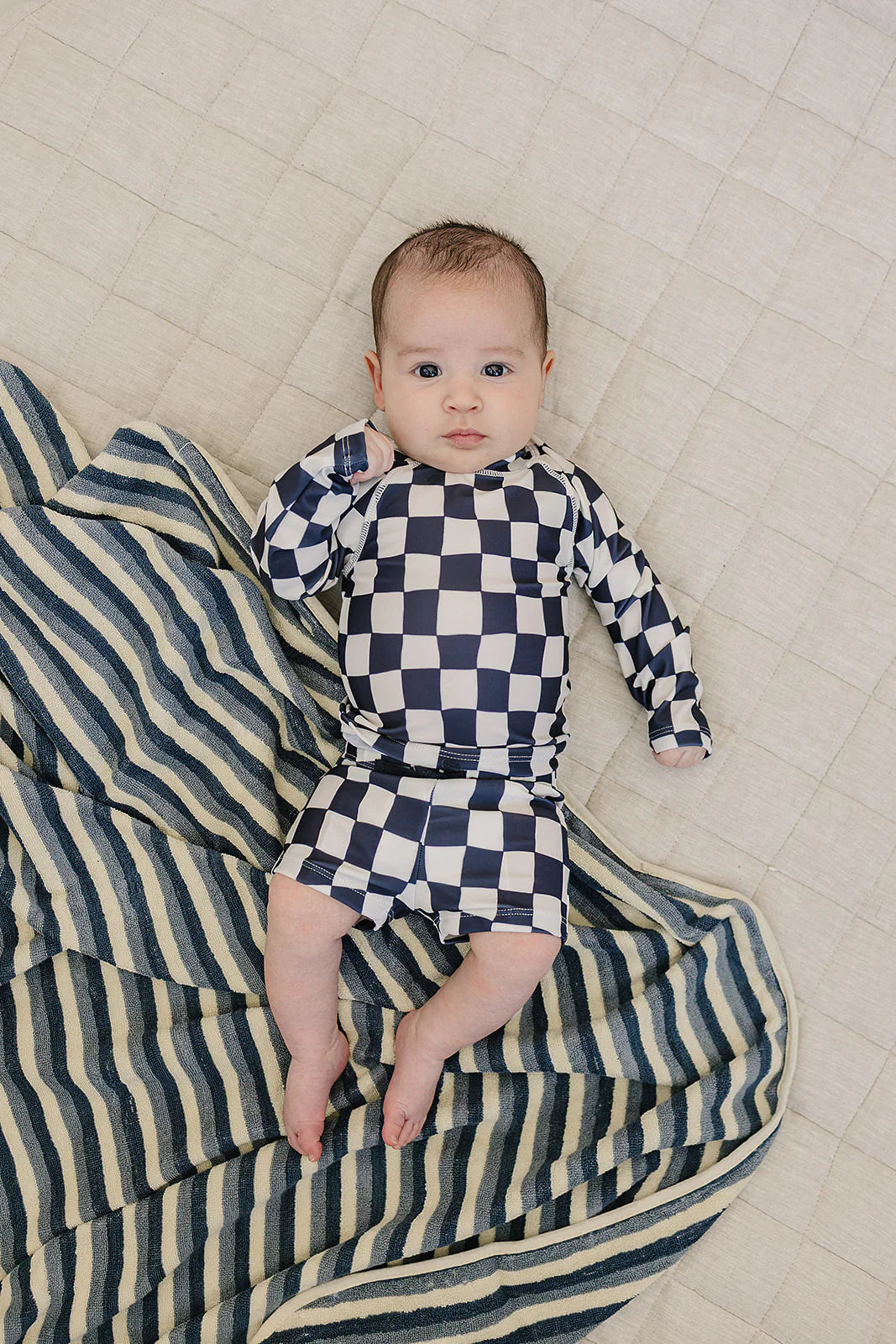 Checkered Long Sleeve Swim Set