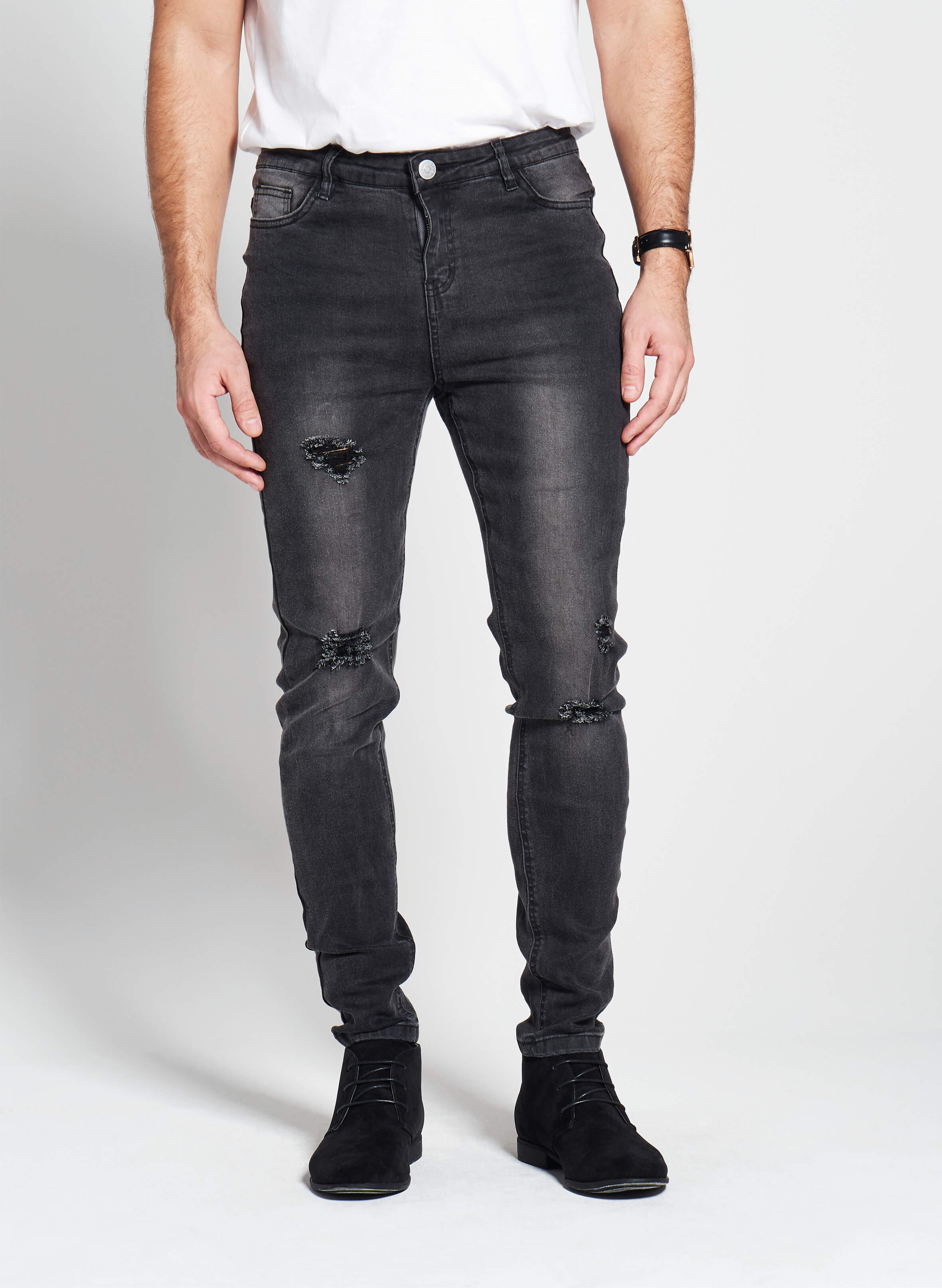 black slim jeans ripped