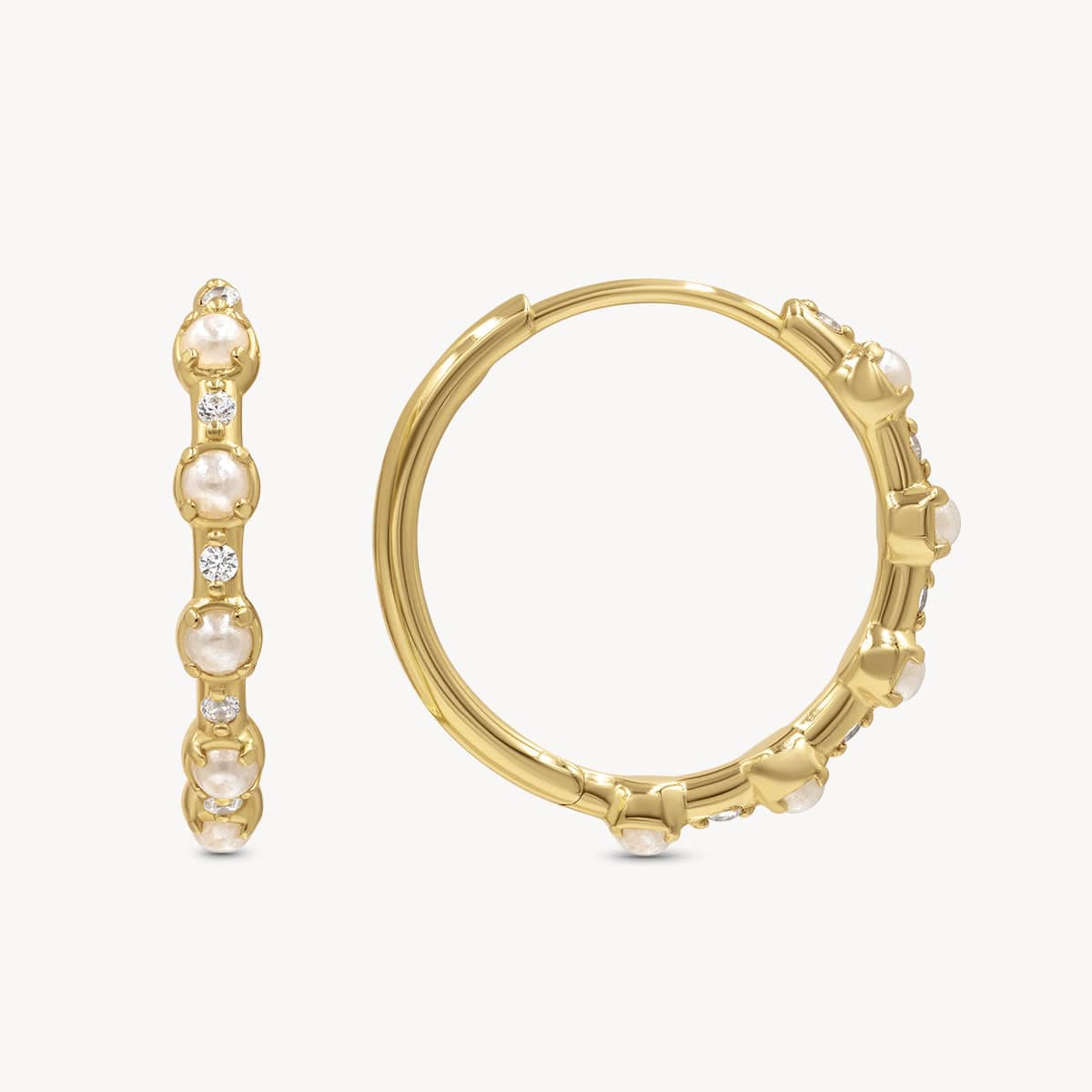 Image of Array of Pearls Diamond Hoops