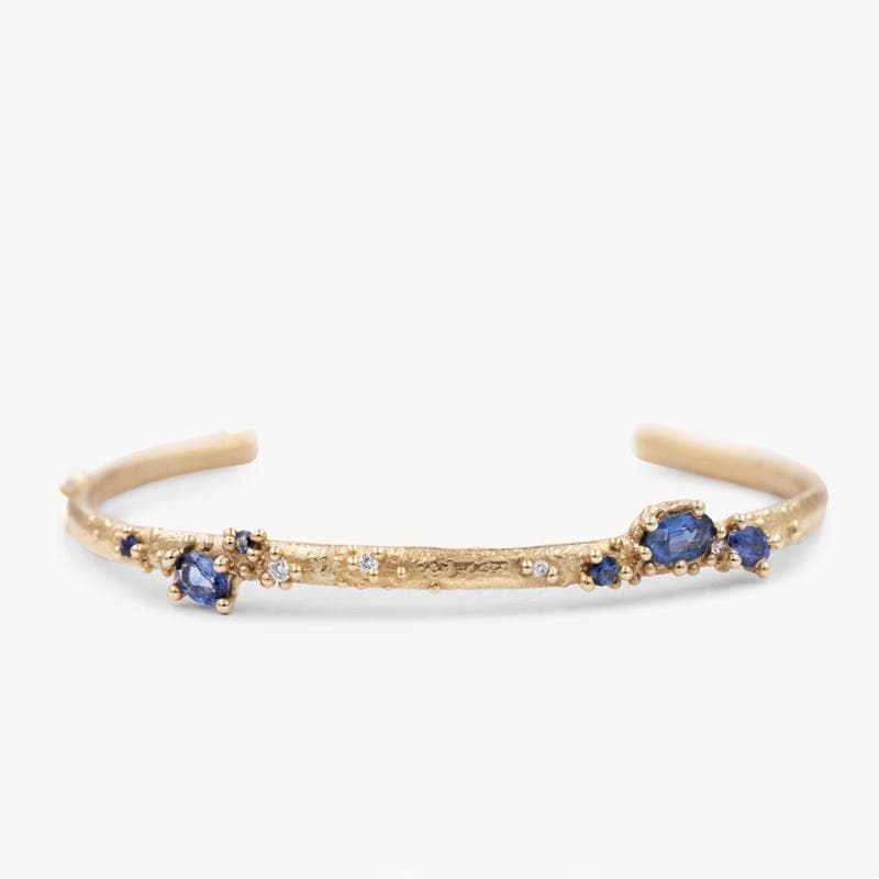 Image of Sapphire and Diamond Encrusted Gold Cuff