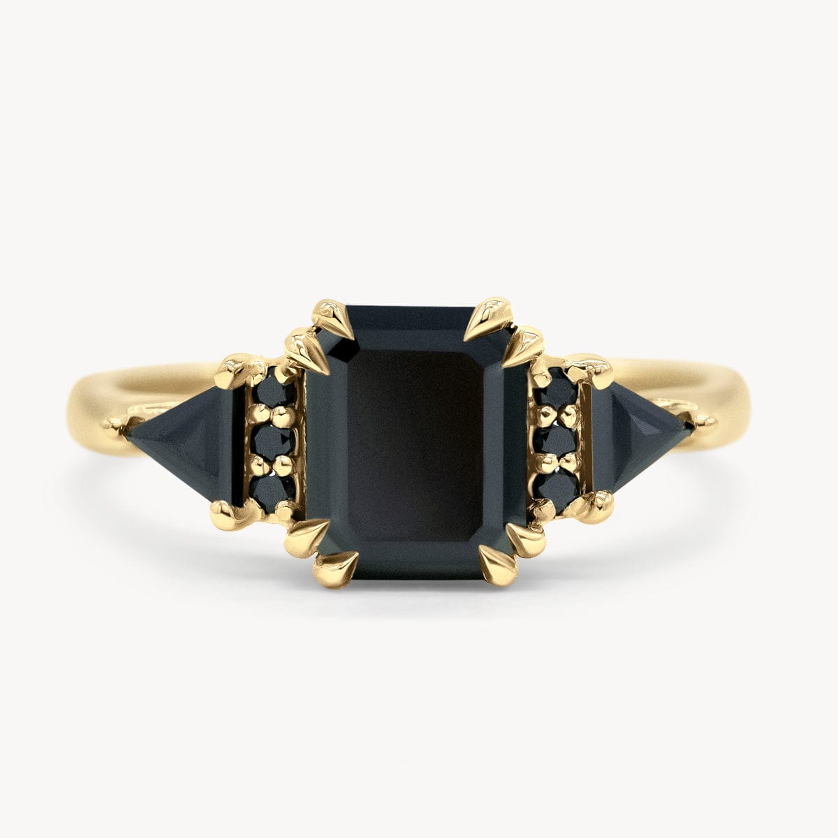 Bleecker and Prince Triple Black Diamond Ring in 14K Yellow Gold