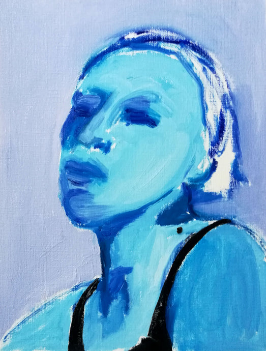 Series portraits of women in blue VI