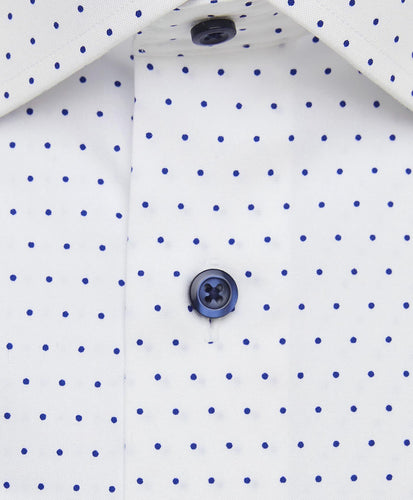 white dress shirt with black dots