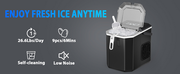 Portable Ice Maker for Countertop, 9 Ice Cubes Ready in 6 Mins