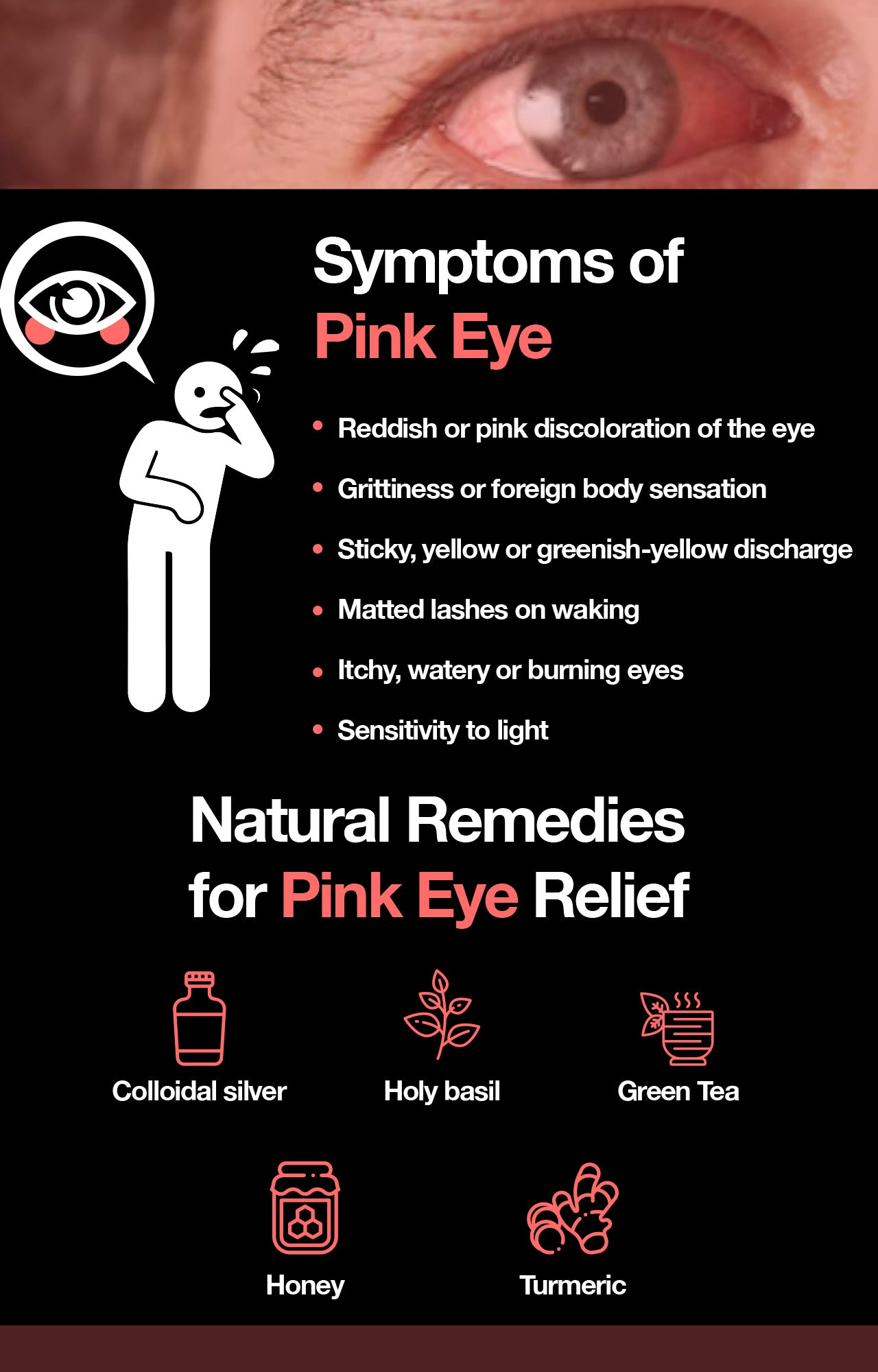 Pink eye symptoms plus natural remedies