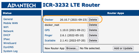 Docker router app installed