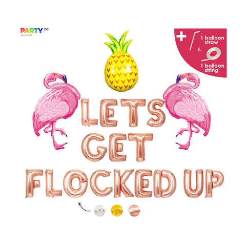 Lets Get Flocked Up Balloons Banner | Bachelorette Party Flocked Up Party Decor | Bachelorette Party Decor Balloon Banner