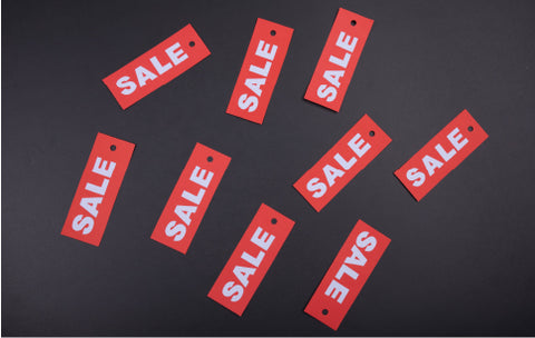 A collection of sale tags