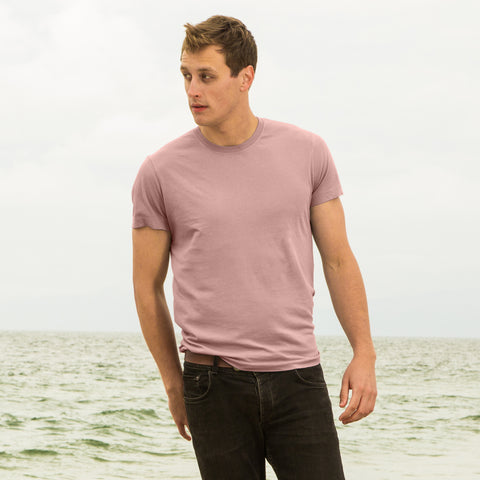 Man in a blush T-shirt