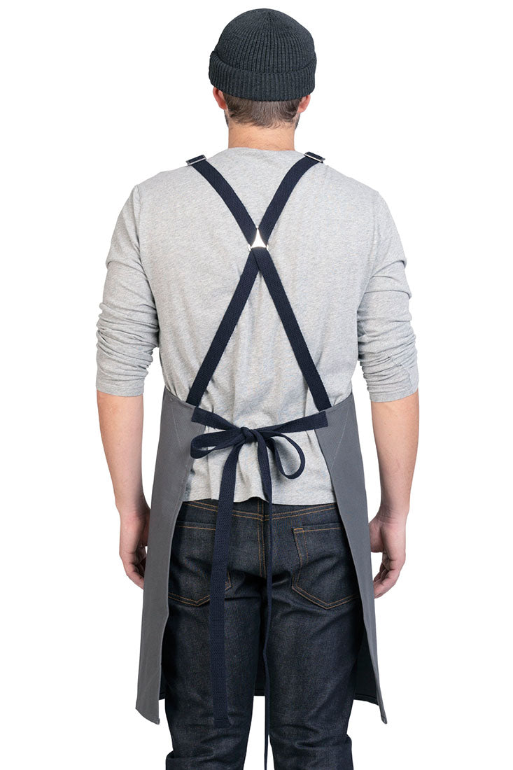 Cotton Canvas Cross Back Apron with Pockets –