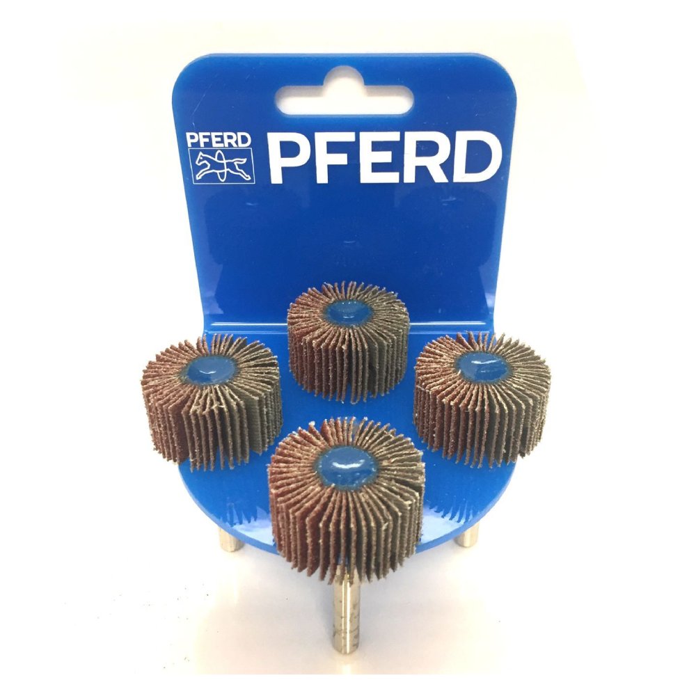 PFERD 47800131 4-Pack 30mm x 15mm 60 Grit Aluminium Oxide POS Mounted Flap Wheel Fan Grinder