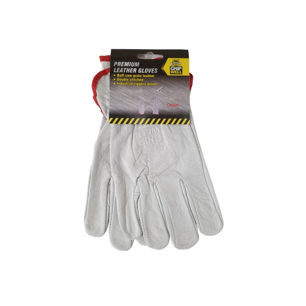 Gripwell GW89999 Size 10 Large White Leather Rigger Gloves