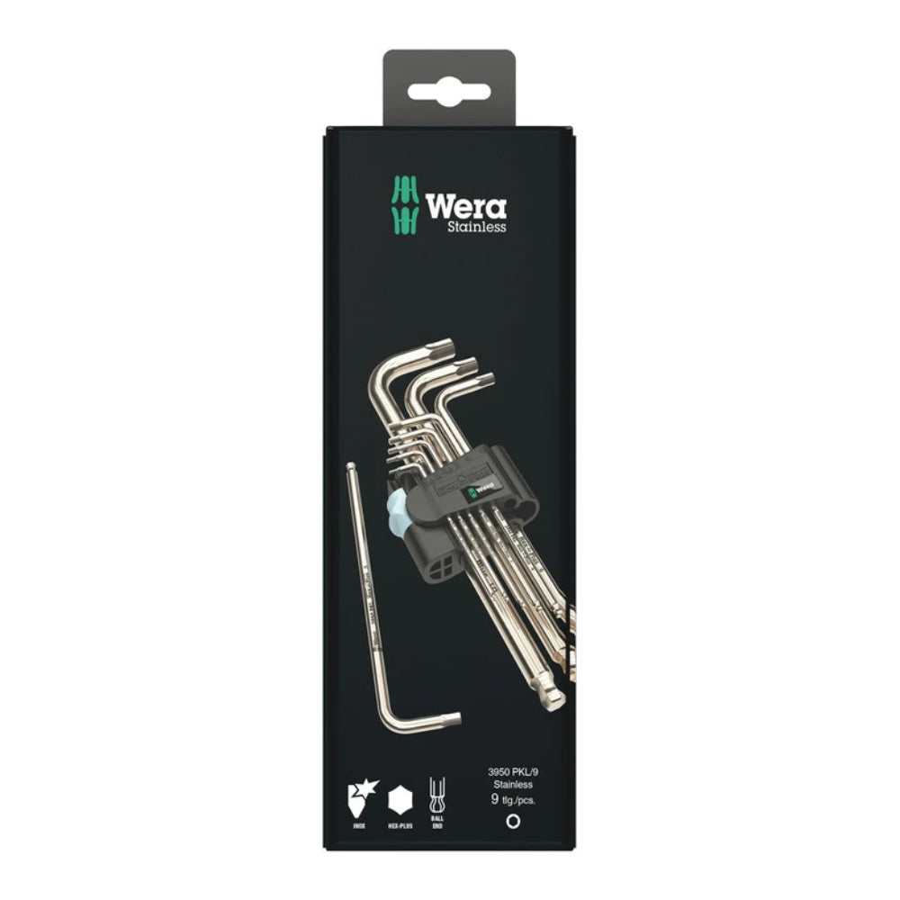 Wera WER073544 9 Piece Metric Stainless 3950/9 Hex-Plus Stainless L-Key Set