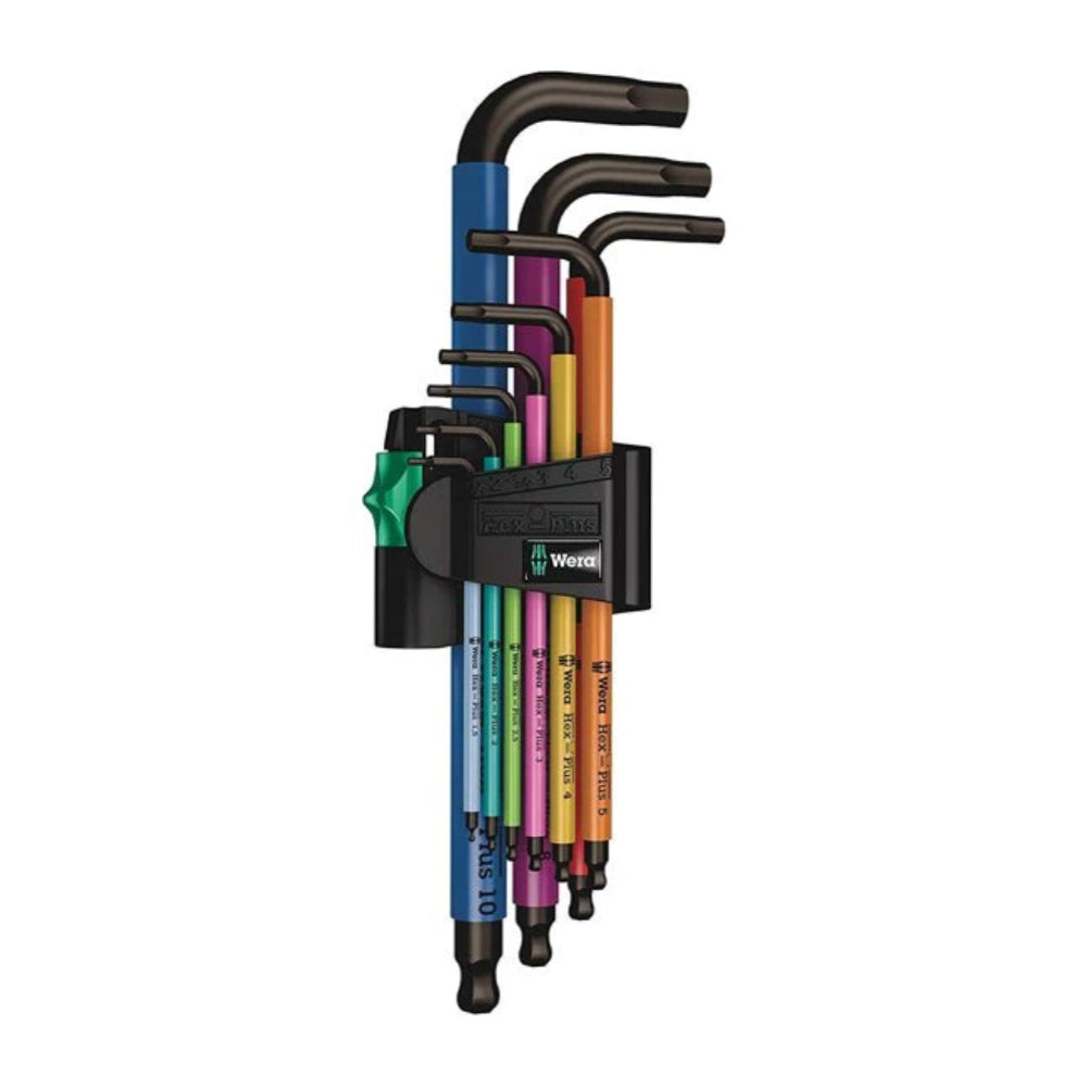 Wera WER073593 9 Piece Metric Multicolour Hex & Ball End L-key Clip Set