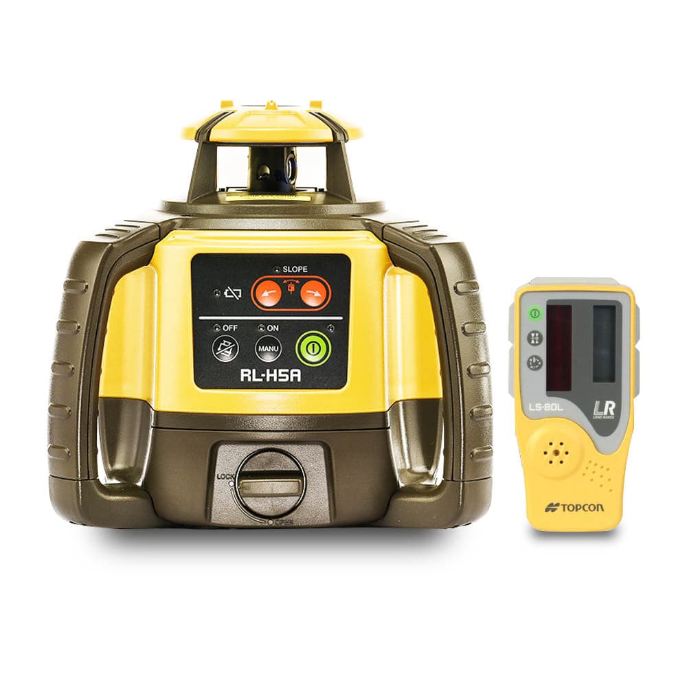 Topcon 1021200-45 RL-H5A Self-Leveling Red Beam Rotary Level Laser with LS-80X Receiver