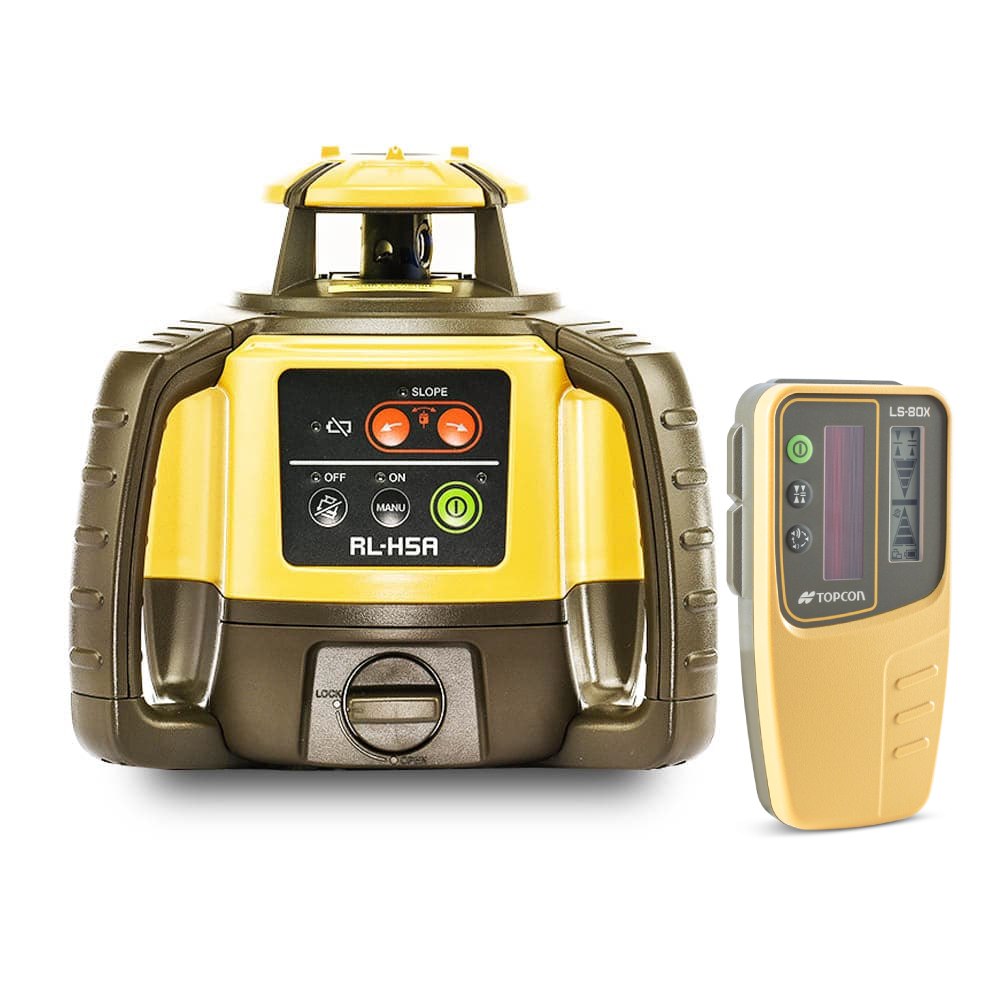 Topcon 1021200-46 RL-H5A Self-Leveling Red Beam Rotary Level Laser with LS-80X Receiver