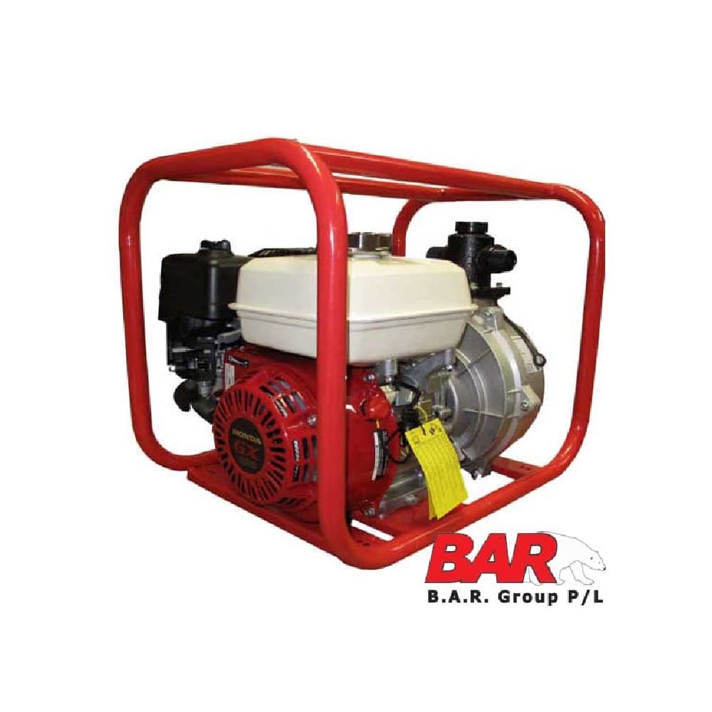 BAR 124HP20652-H 2" 6.5HP Twin Impeller Honda GX200 Petrol High Pressure Fire Fighter Water Pump