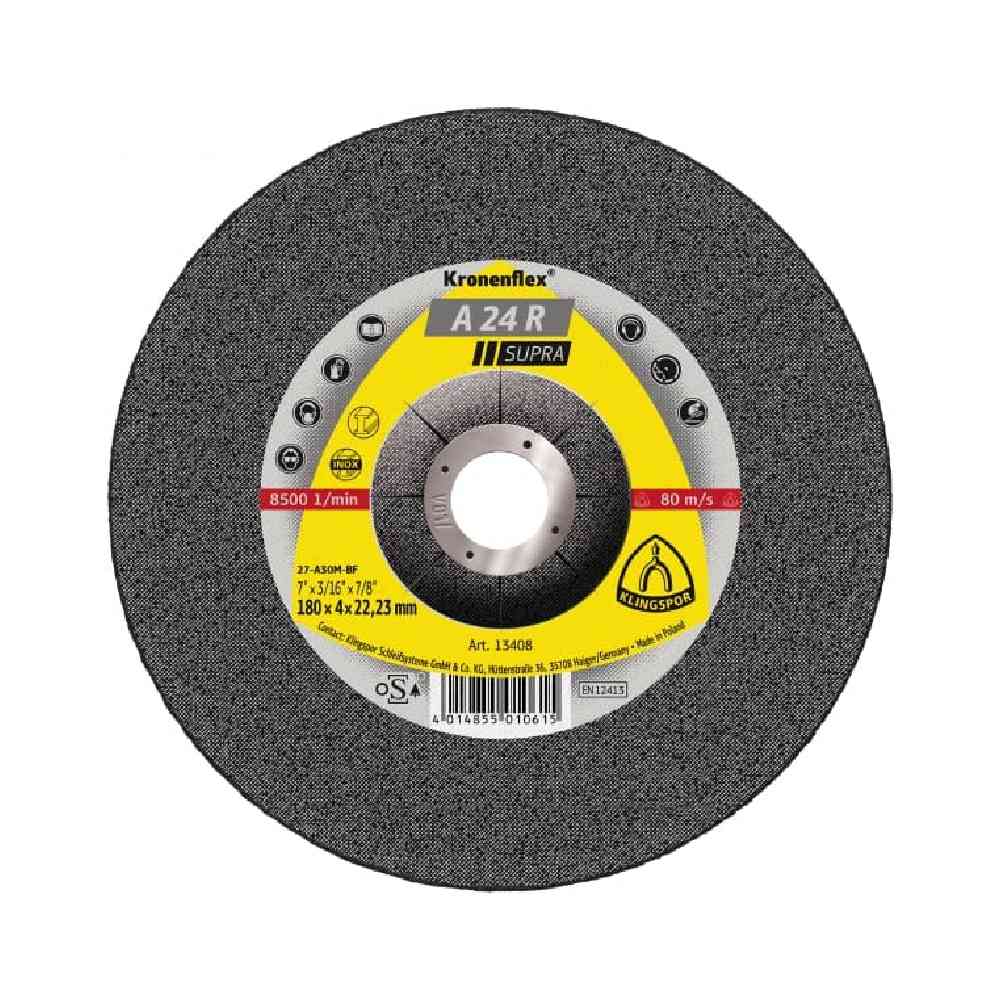 Klingspor 13401 115mm (4-1/2") Kronenflex A 24 R Supra Steel Grinding Disc