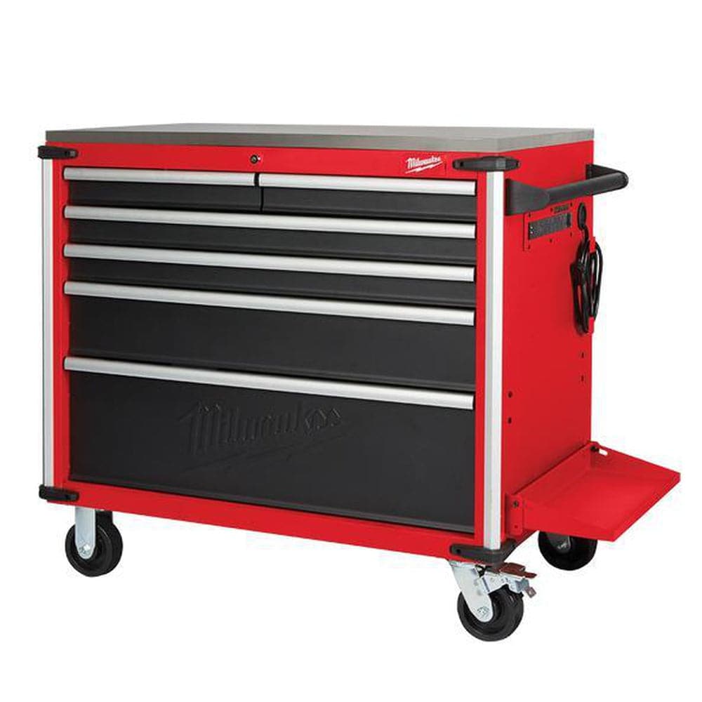 Milwaukee 48228538 1016mm (40") 6 Drawer Steel Top Work Bench Roller Cabinet