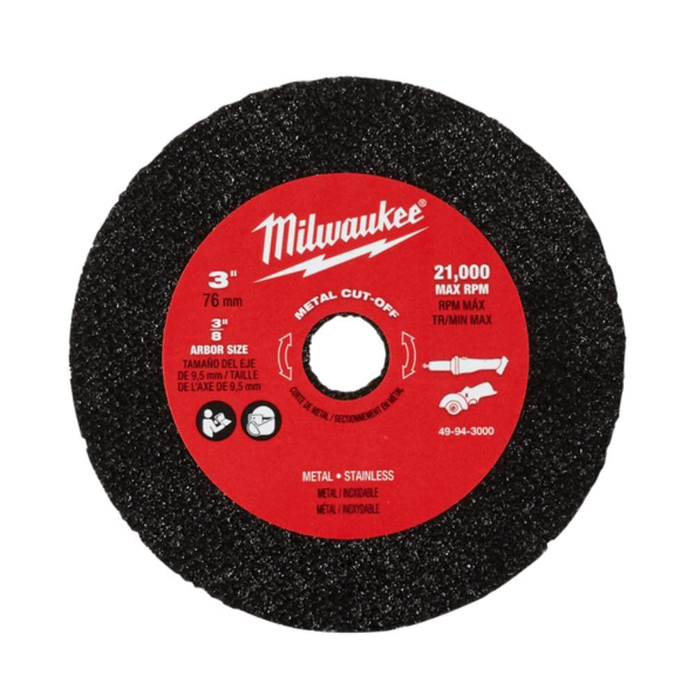 Milwaukee 49943000 3 Pack 76mm (3&apos;&apos;) Compact Cut Off Tool Metal Cut-Off Disc