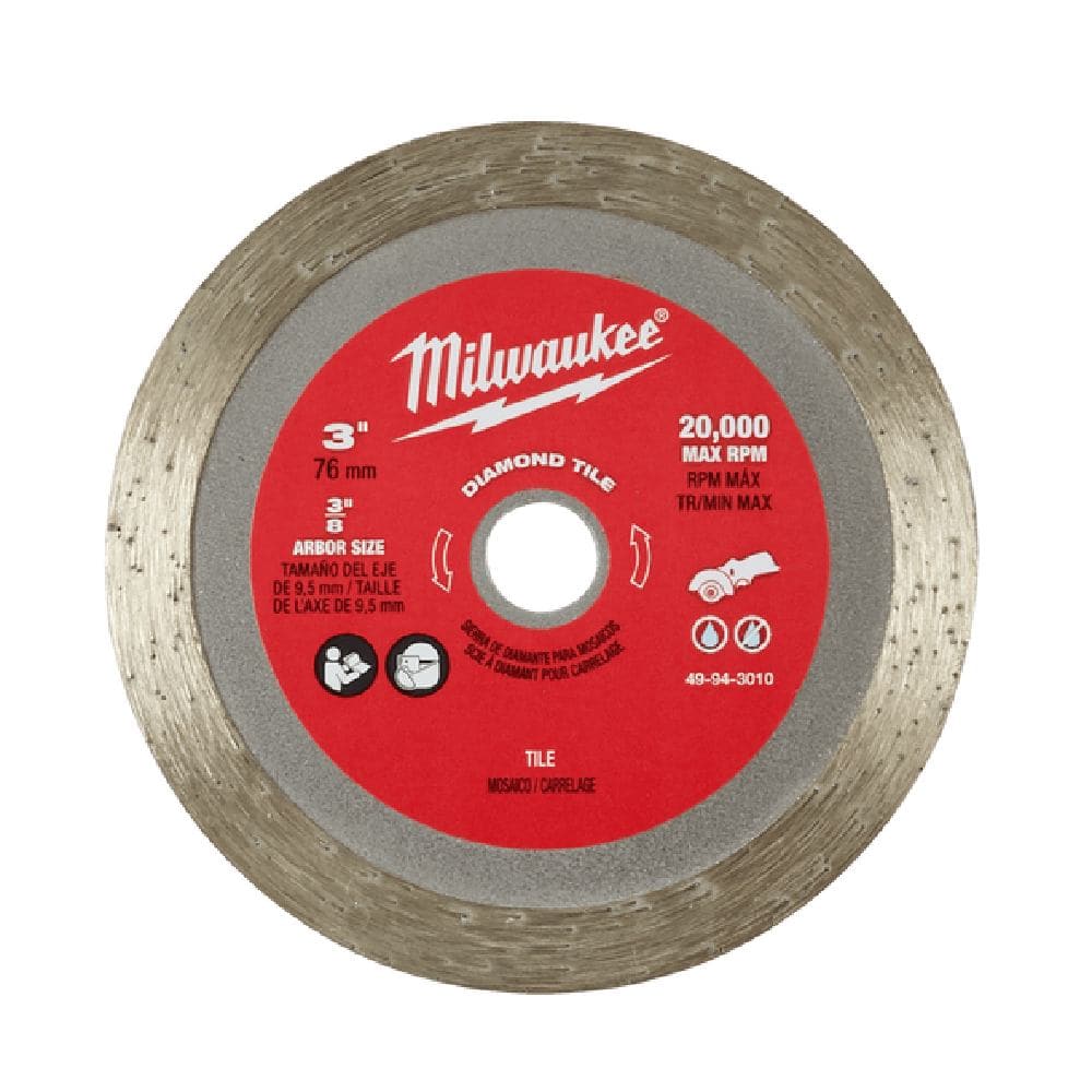 Milwaukee 49943010 76mm (3&apos;&apos;) Compact Cut Off Tool Diamond Tile Blade Suits M12FCOT-0