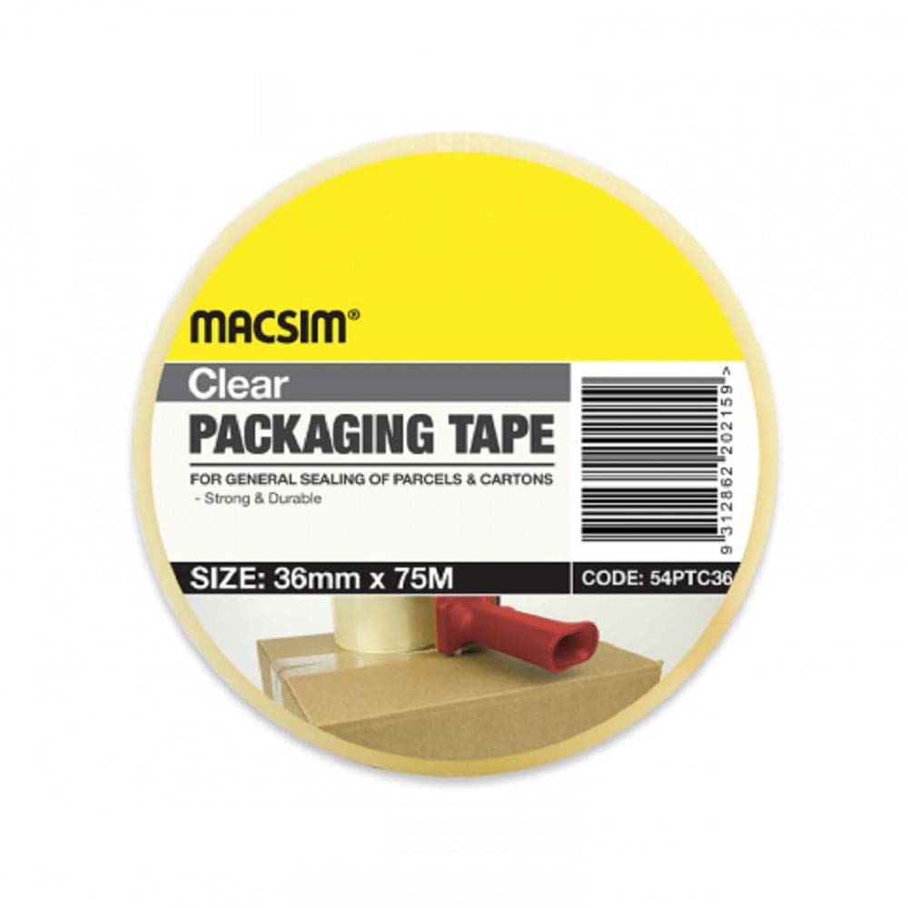 Macsim 54PTC36 Box of 48 36mm x 75mm Clear Packing Tape