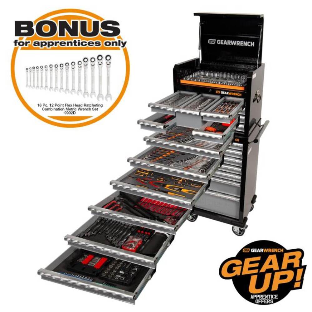 Gearwrench 89923 403 Piece Metric & SAE 7 Drawer 26" Roller Cabinet & 7 Drawer Tool Chest Combo Kit