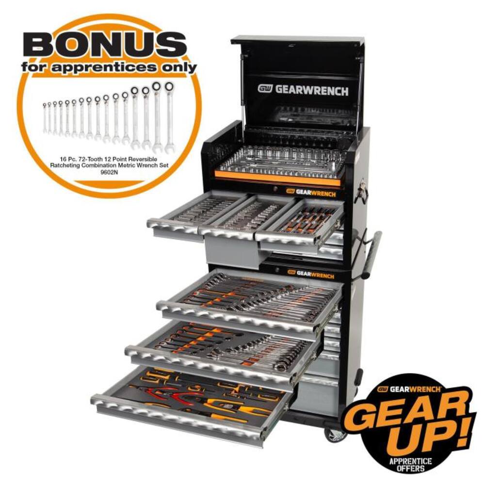 Gearwrench 89926 234 Piece Metric & SAE 7 Drawer 26" Roller Cabinet & 7 Drawer Tool Chest Combo Kit